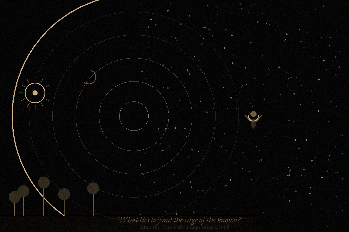 The Flammarion Engraving — a pilgrim piercing the celestial sphere